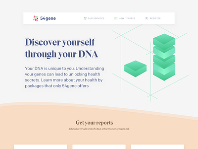 Homepage for DNA analysis platform gradient green illustration landing page medicine pastel ui