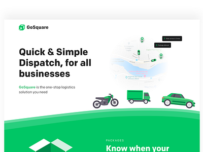 Simple Parcel Delivery (GoSquare) green illustration mobile ride sharing sketchapp transport typography uber ui vector web webapp
