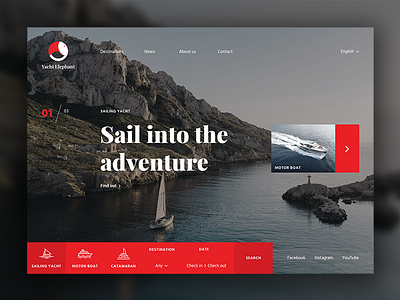 Yacht Elephant | Website agency app boat branding design designer digital flat home landing logo sailing sea tourism travel ui ux web website yacht