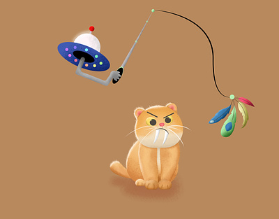 Sabertooth cat cute illustration design illustration ufo