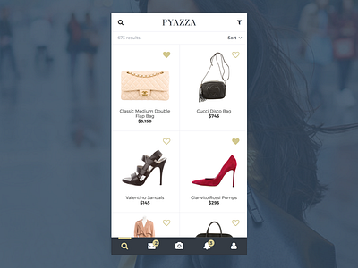 Pyazza product grid/search app ecommerce fashion icons ios mobile montserrat navigation products shopping ui user experience