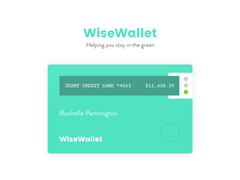 WiseWallet product design ux hackathon money banking mobile app credit card