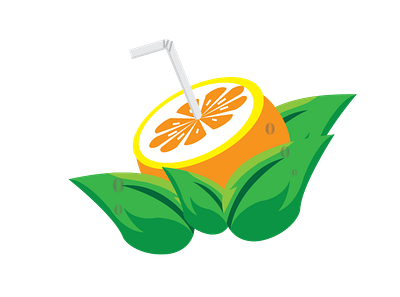 Orange drink, summer vibe illustration logo typography