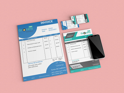 Invoice paper business card design illustration logo ui