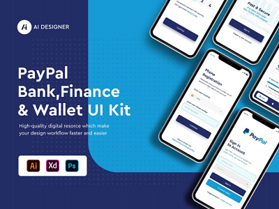 Paypal Bank Finance,& Wallet App Design UI Kit