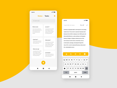 Android Mobile Notes App Ui animation branding design flat minimal ui ux vector web website