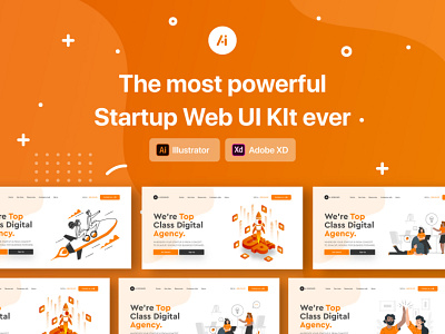 Four Set of Startup Website Landing Ui KIt Design Template