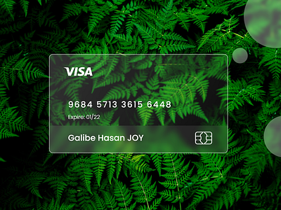Visa card I Glassmorphism I 2021 trend branding design galibe hasan joy glass glassmorphism graphic design trending ui design user interface design