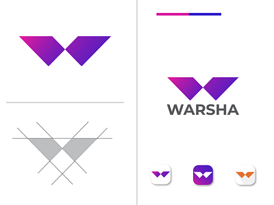 W Gradient Logo (Warsha) app icon app icon logo brand identity branding brandmark gradient gradient logo icon letter w logo logo type modern logo monogram w letter logo