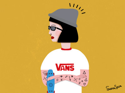Vans girl illustration skate tatoo vans
