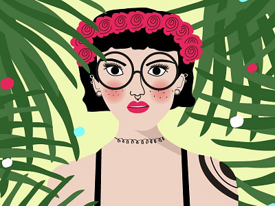 Jungle artwork fashion flower girl illustration jungle logo poster tatoo tropical woman