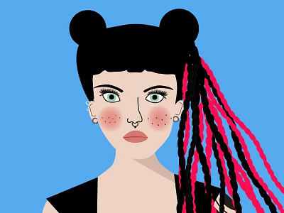 Jungle black braids fashion hipster illustration logo pink poster tatoo woman