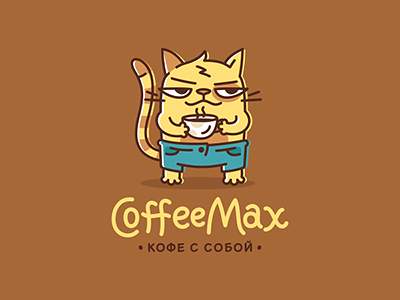 CoffeeMax cafe cat coffee cup glass logo max shop yellow