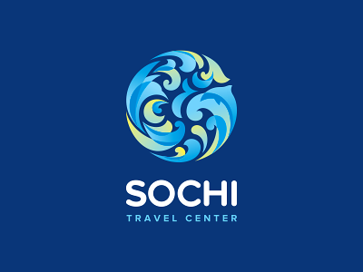 Sochi Travel Center beach center dolphin flower humming bird logo rest sochi travel wave