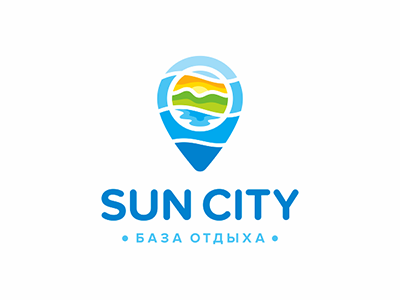 Sun City beach city logo map mountains rest sea sun