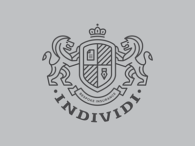 Individi board broker crown design individi insurance lion logo paper pen