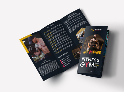 FITNESS GYM TRIFOLD BROCHURE TEMPLATE brand or company graphic design moden unique vector