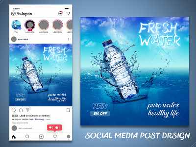 Social Media Post Design ads advertising branding drinking water facebook ads facebook banner graphic design instagram ads mineral photoshop post post design poster professional social social media