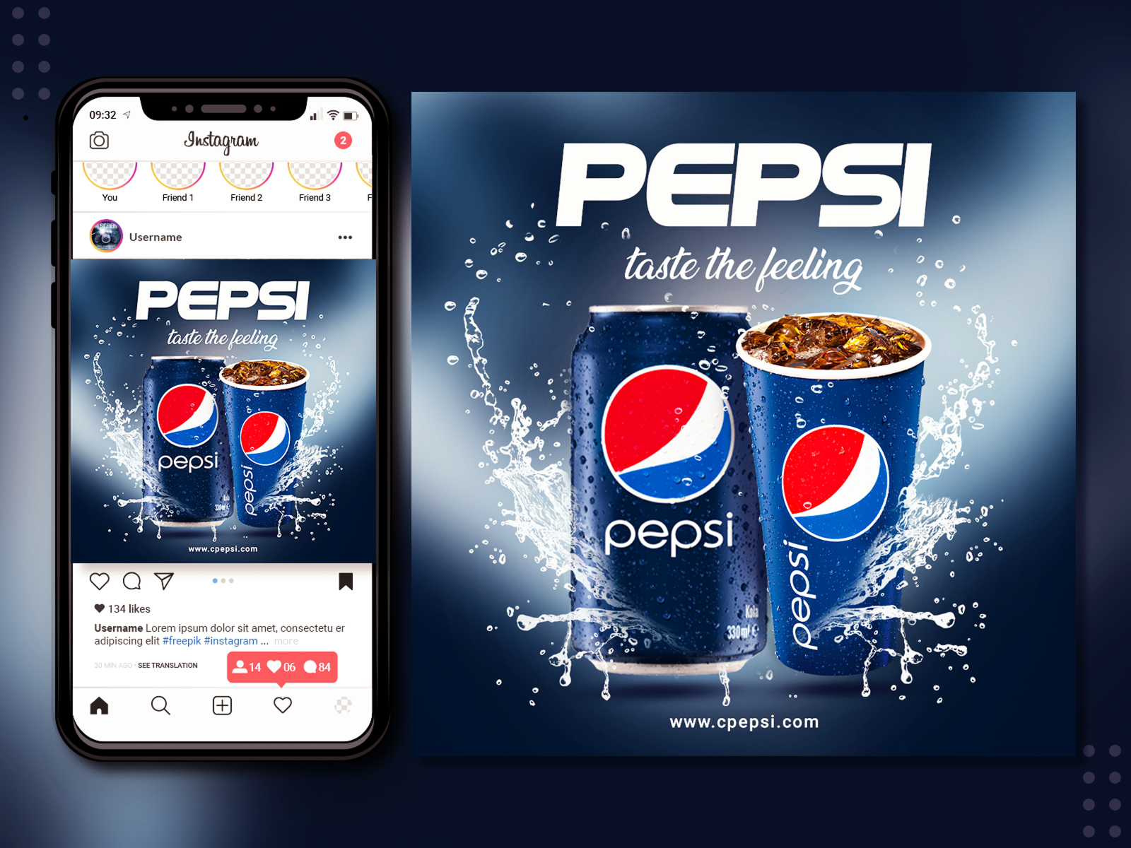 Social Media Design - Pepsi Ads - Banner banner coca cola facebook ads google ads graphic design instagram ads modern banner pepsi pepsi ads poster social media design