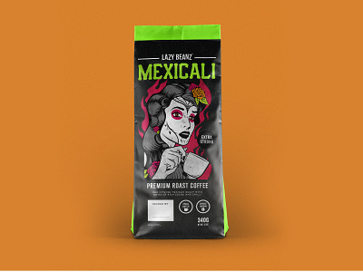 Lazy Beans - Mexicali coffee packaging branding design illustration logo typography