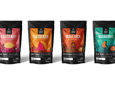 Pioneer Coffee - Blends packaging branding coffee packaging design food food and drink illustration logo packaging