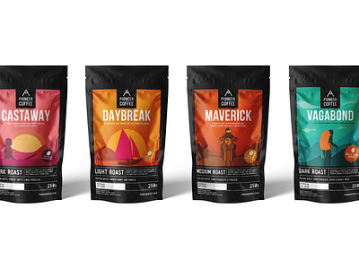 Pioneer Coffee - Blends packaging