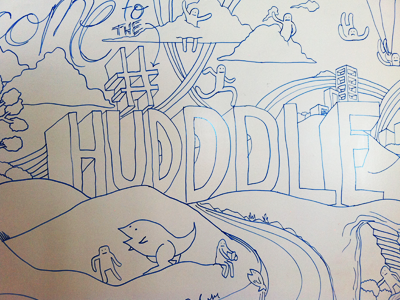 Hudddle Whiteboard Mural illustration