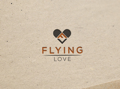 flying love f flat flying love heart l shapes text logo