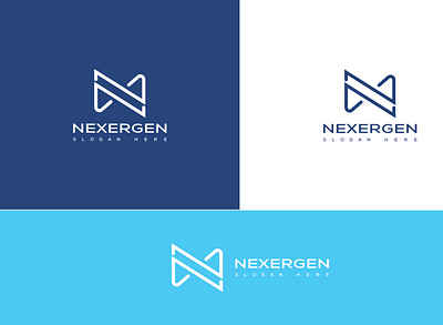 nexergen brand design flat icon letter logo minimalist n