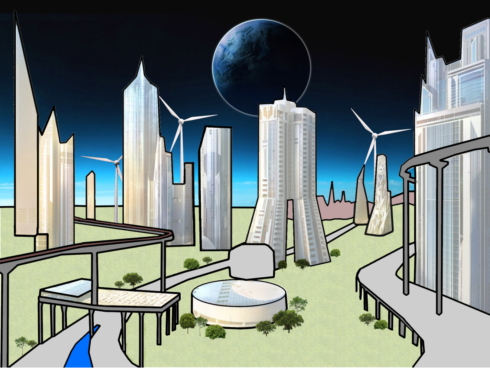 Future City Drawing by Luke on Dribbble