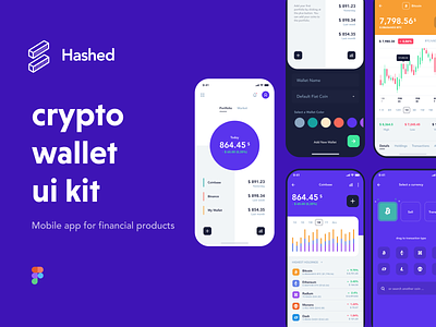 Hashed Crypto Wallet UI8 UI Kit banking crypto crypto wallet cryptocurrency designsystem figma financial fintech mobile app mobilekit ui8 uidesign uikit uikits wallet wallet app
