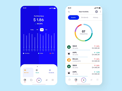 Fintech Investment Tracker Mobile analytics animation bank bank app banking charts clean crypto dashboad financial financial app fintech investment minimal mobile app product design statistics tracker wallet wallet app