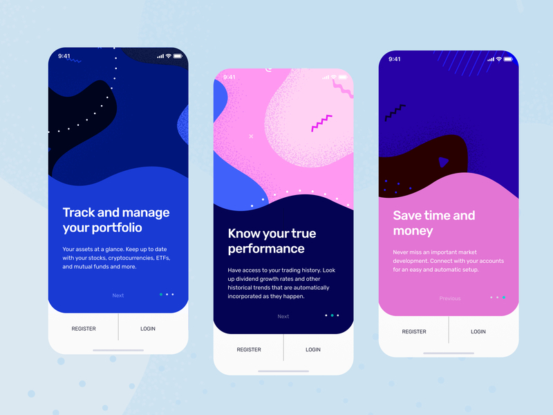 Onboarding screens for Investment app bank banking crypto finance app financial fintech illustration mobile app onboarding onboarding screen pattern product design tracker ui ux vector walkthrough wallet
