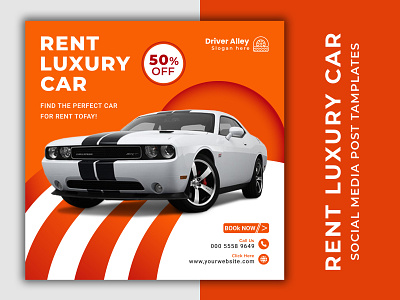 Rent car social media post banner template Design