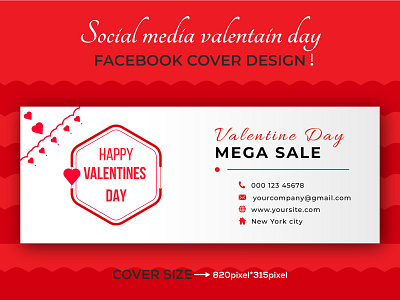 Happy valentine day simple Facebook cover design