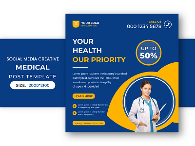 Social media Medical healthcare instagram post template design adobe illustrator adobe photoshop banner design branding creative facebook ad graphic design healthcare instagram banner medical design print design product design social poster web banner