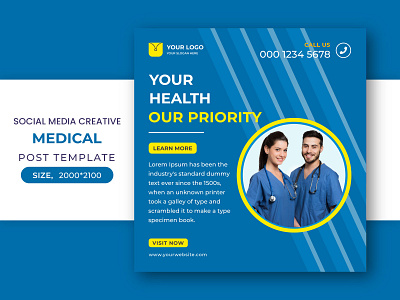 Social Media Medical Doctor Template Post Design adobe illustrator adobe photoshop advertising banner design colorful facebook ad facebook cover graphic design illustration design instagram banner print design product design social poster