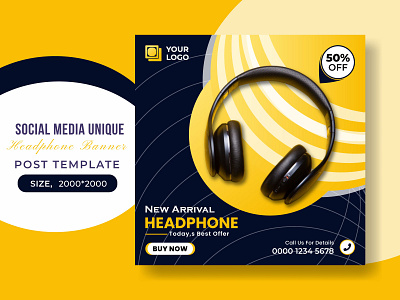 Social Media Unique Headphone Banner Template Design