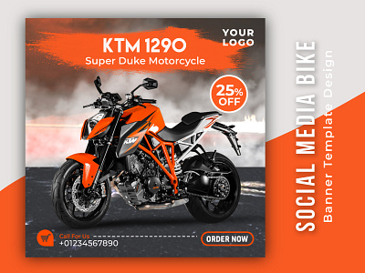 Social Media Bike Banner Template Design banner ad banner design bike brand identity branding creative graphic design illustration instagram banner logo logo design logotype motorcycle banner new bike print design product design racing bike social poster web banner