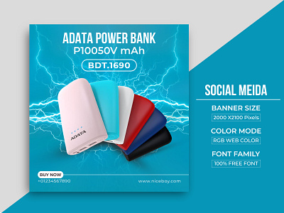 Social Media Unique Power Bank Banner Design