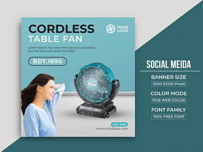 Social Media Charger Table Fan Banner Design