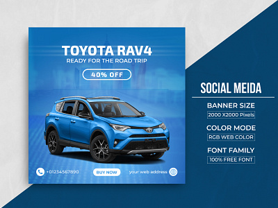 Social Media Car Web Banner Template Design banner design bmwcar branding car banner car template carwash banner design facebook ad graphic design illustration instagram banner lovecar product design rav4 car rent car social poster web banner