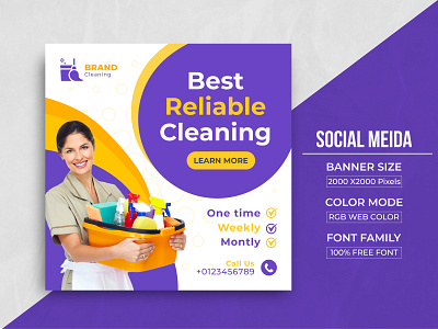 Home cleaning social media post or web template Design banner design branding cleaning customer service facebook ad facebook banner graphic design house instagram banner lovely celaner office post product design service social media flyer social media post social poster web banner