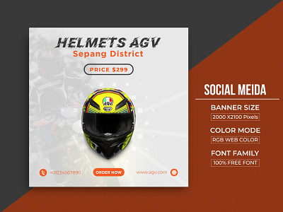 Agv Helmets Social Media Banner with web template Design agv helmets banner design branding facebook ad graphic design helmets banner illustration instagram banner logo product design social media banner social poster web banner web template design