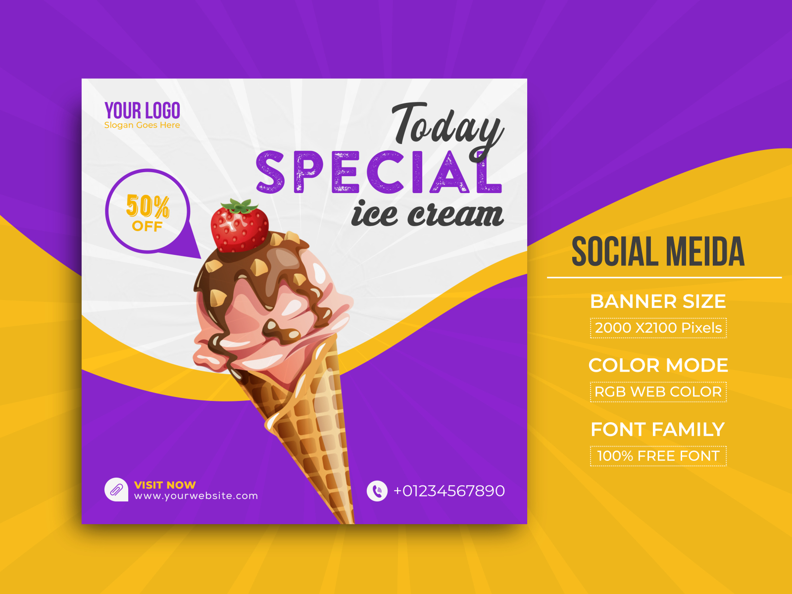 Social Media Ice-Cream Banner Template Design by MD AMINUR MIAH on Dribbble