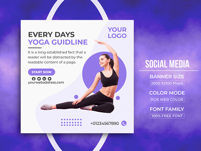Social Media Every Days Yoga Guideline Banner Template Design