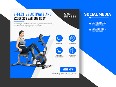 Body Excercise Social Media Banner Template Design banner design branding design excercise facebook ad fitness product graphic design gym product illustration instagram banner logo product design social media banner social poster