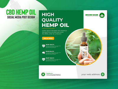 Cbd or Hemp social media Post Banner Template Design