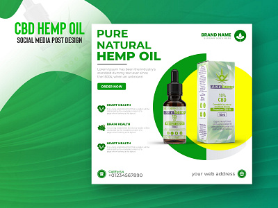 Hemp Oil product Social media post template