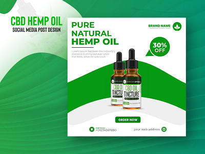 Hemp Oil square Social media post banner template design banner design banner download branding cbd banner design facebook ad fb cover free banner design graphic design hemp post design instagram banner oil banner product design social media banner social media post social poster